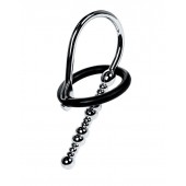 Серебристый уретральный плаг-бусины TOYFA Metal с мягким фиксириющим кольцом - ToyFa - купить с доставкой в Брянске