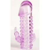 Закрытая фиолетовая насадка с 2 отростками - 13 см. - Toyfa Basic - в Брянске купить с доставкой