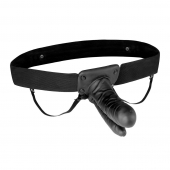 Полый страпон с двумя отростками и вибрацией Unisex Vibrating Hollow Strap-On Double Penetrating Dildo - 17,8 см. - Lux Fetish - купить с доставкой в Брянске
