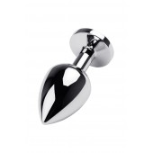 Серебристая коническая анальная пробка с красным кристаллом - 8 см. - ToyFa - купить с доставкой в Брянске