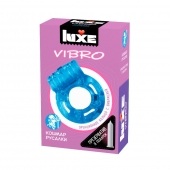 Голубое эрекционное виброкольцо Luxe VIBRO  Кошмар русалки  + презерватив - Luxe - в Брянске купить с доставкой