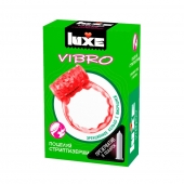Розовое эрекционное виброкольцо Luxe VIBRO  Поцелуй стриптизёрши  + презерватив - Luxe - в Брянске купить с доставкой