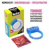 Голубое эрекционное виброкольцо Luxe VIBRO  Райская птица  + презерватив - Luxe - в Брянске купить с доставкой