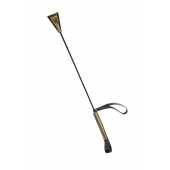 Черно-золотистый стек с хлопушкой из кожи - 62 см. - Sitabella - купить с доставкой в Брянске Черно-золотистый стек с хлопушкой из кожи - 62 см. - Sitabella - купить с доставкой в Брянске