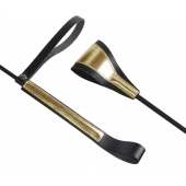 Черно-золотистый стек с хлопушкой из кожи - 62 см. - Sitabella - купить с доставкой в Брянске Черно-золотистый стек с хлопушкой из кожи - 62 см. - Sitabella - купить с доставкой в Брянске