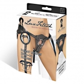 Черные трусики для страпона из патентованной кожи - Lux Fetish - купить с доставкой в Брянске
