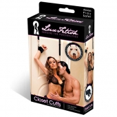 Черные фиксаторы с креплением к двери - Lux Fetish - купить с доставкой в Брянске