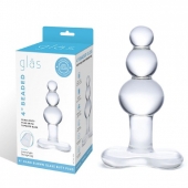 Прозрачная анальная пробка-елочка с 3 шариками Butt Plug with Tapere Base - 11 см. - Glas