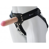 Черный пояс-трусики с насадкой  Гламур Dana  - 15,5 см. - LOVETOY (А-Полимер) - купить с доставкой в Брянске