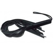 Чёрная кожаная плеть с жесткой ручкой - 63 см. - Sitabella - купить с доставкой в Брянске