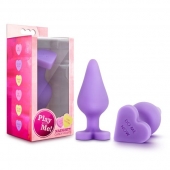 Фиолетовая анальная пробка Naughty Candy Heart Do Me Now - 8,9 см. - Blush Novelties - купить с доставкой в Брянске