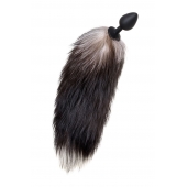 Черная анальная втулка с хвостом чернобурой лисы - размер М - POPO Pleasure в Брянске Черная анальная втулка с хвостом чернобурой лисы - размер М - POPO Pleasure