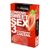 Презервативы для орального секса DOMINO Sweet Sex с ароматом клубничного коктейля  - 3 шт. - Domino - купить с доставкой в Брянске