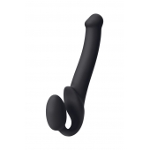 Черный безремневой страпон Silicone Bendable Strap-On M - Strap-on-me - купить с доставкой в Брянске
