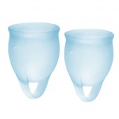 Набор голубых менструальных чаш Feel confident Menstrual Cup - Satisfyer - купить с доставкой в Брянске