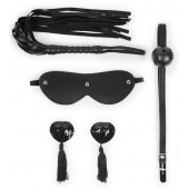 Эротический набор в черном цвете: маска, кляп, пэстисы, плётка - Notabu - купить с доставкой в Брянске Эротический набор в черном цвете: маска, кляп, пэстисы, плётка - Notabu - купить с доставкой в Брянске