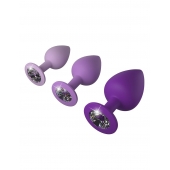Набор из 3 фиолетовых анальных пробок со стразами Little Gems Trainer Set - Pipedream - купить с доставкой в Брянске