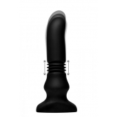 Черный фрикционный вибратор Silicone Vibrating   Thrusting Plug with Remote Control - 17,1 см. - XR Brands