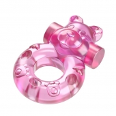 Розовое эрекционное виброкольцо на пенис Pink Bear - Baile - в Брянске купить с доставкой