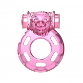 Розовое эрекционное кольцо с вибрацией Pink Bear - Baile - в Брянске купить с доставкой