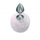 Серебристая анальная пробка с белым пушистым хвостиком Twinkle - Lola Games - купить с доставкой в Брянске