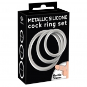 Набор из 3 эрекционных колец под металл Metallic Silicone Cock Ring Set - Orion - в Брянске купить с доставкой