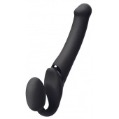 Черный безремневой вибрострапон Silicone Bendable Strap-On M - Strap-on-me - купить с доставкой в Брянске