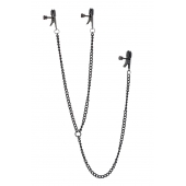 Черные зажимы на соски и клитор на цепочке DELUXE NIPPLE   CLIT CLAMPS - Dream Toys - купить с доставкой в Брянске