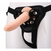 Телесный страпон на черных трусиках STRAP ON REAL DILDO - 20 см. - Dream Toys - купить с доставкой в Брянске