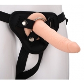 Телесный страпон на черных трусиках STRAP ON REAL DILDO - 20 см. - Dream Toys - купить с доставкой в Брянске