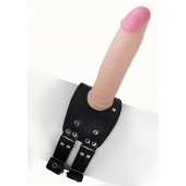 Черный узкий пояс на бедро с телесной насадкой - LOVETOY (А-Полимер) - купить с доставкой в Брянске