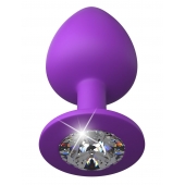 Фиолетовая анальная пробка со стразом Her Little Gem Large Plug - 9,5 см. - Pipedream - купить с доставкой в Брянске
