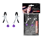 Оригинальные зажимы на соски с фиолетовыми шариками - Notabu - купить с доставкой в Брянске