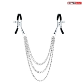 Оригинальные зажимы на соски с тройной цепочкой - Notabu - купить с доставкой в Брянске