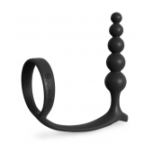 Черная анальная цепочка с эрекционным кольцом Ass-gasm Cockring Anal Beads - Pipedream - в Брянске купить с доставкой