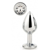 Серебристая анальная втулка с прозрачным кристаллом - 7,1 см. - Dream Toys - купить с доставкой в Брянске