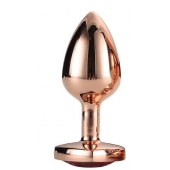 Золотистая анальная втулка с кристаллом-сердечком розового цвета - 7,1 см. - Dream Toys - купить с доставкой в Брянске