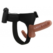 Страпон с вагинальной пробкой и вибрацией Ultra Passionate Harness - 16 см. - Baile - купить с доставкой в Брянске