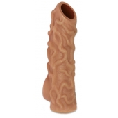 Телесная насадка с венками и открытой головкой Nude Sleeve M - 12 см. - KOKOS - в Брянске купить с доставкой
