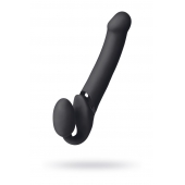 Черный безремневой вибрострапон Vibrating Bendable Strap-On L - Strap-on-me - купить с доставкой в Брянске