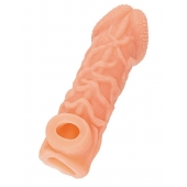 Телесная закрытая насадка с венками Cock Sleeve Size S - 13,8 см. - KOKOS - в Брянске купить с доставкой Телесная закрытая насадка с венками Cock Sleeve Size S - 13,8 см. - KOKOS - в Брянске купить с доставкой