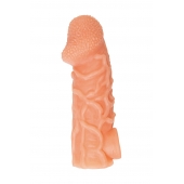 Телесная закрытая насадка с венками Cock Sleeve Size L - 17,6 см. - KOKOS - в Брянске купить с доставкой