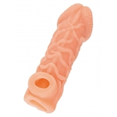 Телесная закрытая насадка с венками Cock Sleeve Size L - 17,6 см. - KOKOS - в Брянске купить с доставкой