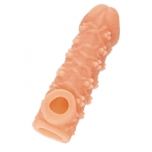 Телесная закрытая насадка с пучками шишечек Cock Sleeve Size L - 17,6 см. - KOKOS - в Брянске купить с доставкой