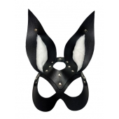 Черная маска зайки с белым мехом на ушках Miss Bunny - БДСМ Арсенал - купить с доставкой в Брянске