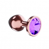 Пробка цвета розового золота с фиолетовым кристаллом Diamond Amethyst Shine S - 7,2 см. - Lola Games - купить с доставкой в Брянске