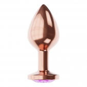 Пробка цвета розового золота с фиолетовым кристаллом Diamond Amethyst Shine S - 7,2 см. - Lola Games - купить с доставкой в Брянске