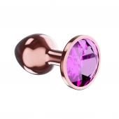 Пробка цвета розового золота с лиловым кристаллом Diamond Quartz Shine L - 8,3 см. - Lola Games - купить с доставкой в Брянске