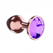 Пробка цвета розового золота с фиолетовым кристаллом Diamond Amethyst Shine L - 8,3 см. - Lola Games - купить с доставкой в Брянске