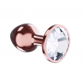 Пробка цвета розового золота с прозрачным кристаллом Diamond Moonstone Shine L - 8,3 см. - Lola Games - купить с доставкой в Брянске
